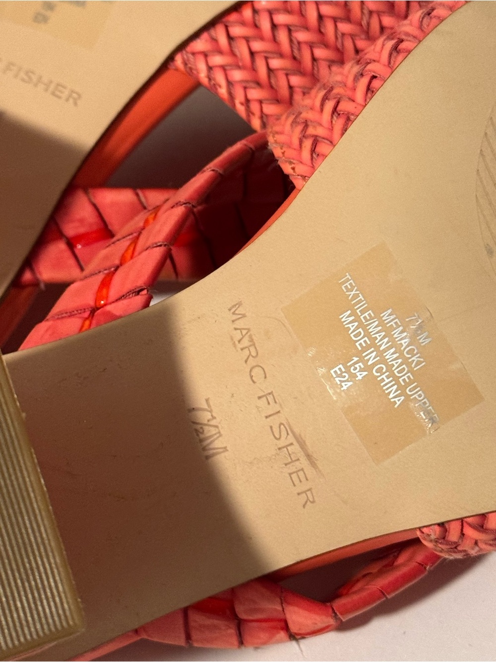 Marc Fisher Braided Coral/Orange Slide Mules - Picture 6 of 8